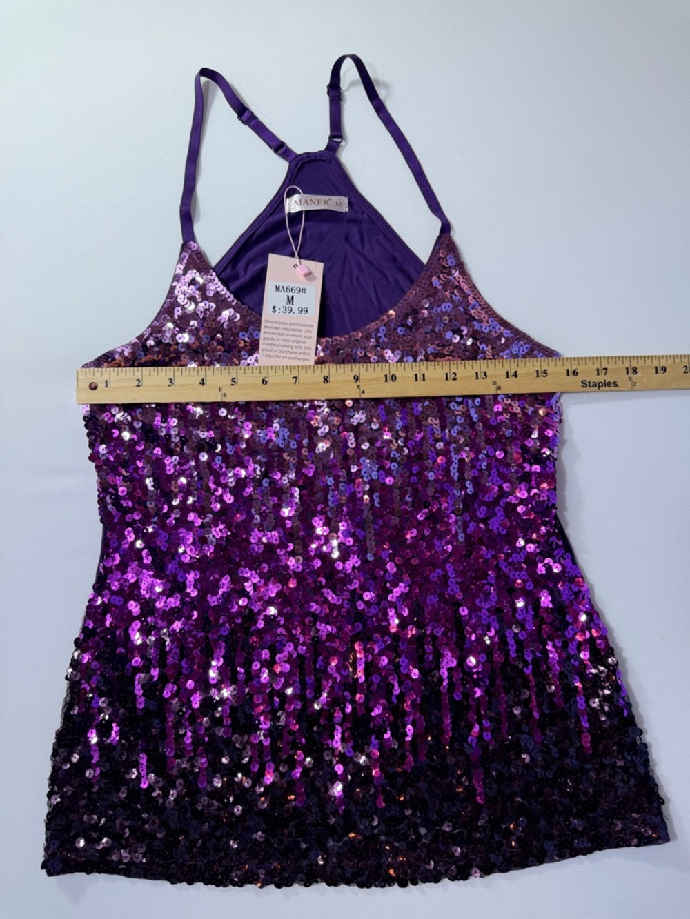Purple And Black Sequin Front Tank Top - Racerback NWT Size Medium - Picture 6 of 7